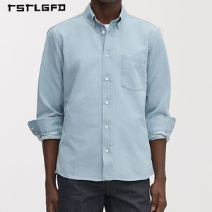 Camisas de Franela Personalizadas de Lujo para Hombre, Estilo Casual Vintage, Diseño de Manga Larga con Botones, Color Azul, para Venta al por Mayor, Patrón a Cuadros - Product Image 3