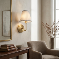 Applique Murale LED Sans Fil à Piles avec Abat-jour Plissé et Variateur Tactile, Livraison Rapide depuis les États-Unis, Idéale pour la Décoration de Chambre d'Hôtel