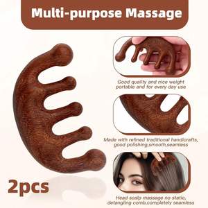Wood Gua Sha <b>Scalp</b> Massage Comb with Laser Technology Fashion Design Sandalwood Wide Tooth for Home Use - Product Image 3