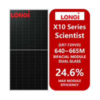 Panel Surya Longi Hi-Mo X10 Scientist LR7-72HVD Komersial untuk Rumah Tangga, Bifasial, Kaca Ganda, Monokristalin 640W 650W 660W