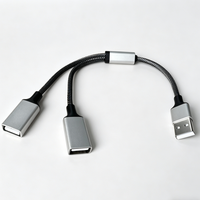 Câble répartiteur USB 2.0 en Y neuf avec sortie CC, adaptateur d'extension en alliage d'aluminium pour ordinateur portable, téléphone portable, clavier/souris, hub OTG, clé USB