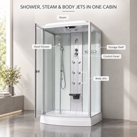 Cabine de douche vapeur modulaire YEETE 90 x 120 cm avec cadre argenté, porte à charnières en verre, jets de pluie et jets corporels, Australie OEM ODM