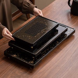 Lacquered <b>Tea</b> Tray With Drainage Flat Design For Kung Fu <b>Tea</b> <b>Set</b> Home Use - Product Image 1