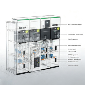 ติดตั้งและใช้งานง่าย 6-24kV 630A 1250A ตู้สวิตช์เกียร์แรงดันปานกลางรุ่น SM6 สำหรับระบบไฟฟ้าสาธารณะ พร้อมมาตรฐาน IEC62271-200 - Product Image 1