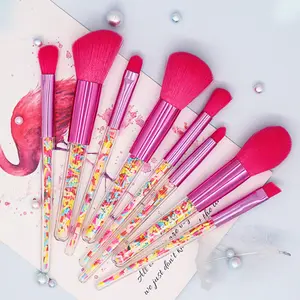 Hot Selling Crystal Handvat Duurzaam 5 Stuks Roze Grijze Candy Make-Up Brush Set Beauty Tools