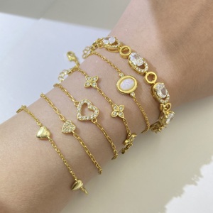 กำไลข้อมือรูปหัวใจชุบทองคำขาวแบบซ้อนได้ แฟชั่น ปลอดภัยต่อผิวแพ้ง่าย ขายส่ง - Product Image 2