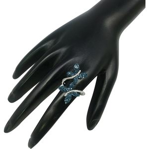 Butterfly Bypass <b>Ring</b> 1.18 Cttw Natural White Blue Diamond Round Cut 925 Sterling <b>Silver</b> Women's Fashion <b>Ring</b> Party Jewelry - Product Image 2