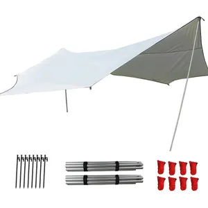 210T Polyester Waterproof Large Size Camping Tarp With Silver Coating Sun Protection UV 50+