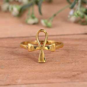Anillo Midi Boho de Lujo con Cruz Ankh, Chapado en Oro de 14K y Plata de Ley 925, Joyería de Boda Hecha a Mano con Diseño Egipcio Antiguo - Product Image 5