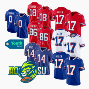 2025 Jugend Neue 3. Generation Buffalo 17 Allen 14 Diggs 0 Coleman 86 Kincaid Top-Qualität US Amerika Genähtes Football-Trikot - Product Image 1