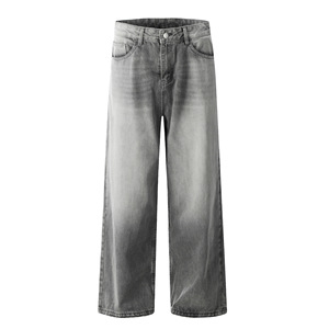 <span class=keywords><strong>Jeans</strong></span> a <span class=keywords><strong>gamba</strong></span> dritta 11KN grigio nuvola stile americano per uomo e donna in Denim lavato a <span class=keywords><strong>gamba</strong></span> <span class=keywords><strong>larga</strong></span> e snellente tridimensionale - Product Image 6