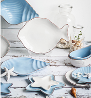 Assiette de luxe personnalisée de Style océan, cuisine de la maison, d'occasion, belle forme de début, assiette à dîner en céramique