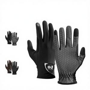 Guantes de Equitación GJ XG83 Personalizados de Cuero de Alta Calidad para Hombre y Mujer, con Logotipo OEM, para Deportes al Aire Libre, con Cierre de Cremallera Negro - Product Image 4