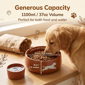 Ciotola per Animali Domestici in Ceramica Opaca, Non Porosa, Antibatterica, Anti-Macchia, Antiscivolo, 1100ml, Grande Capacità, per Cani e Gatti, Personalizzabile OEM - Product Image 4