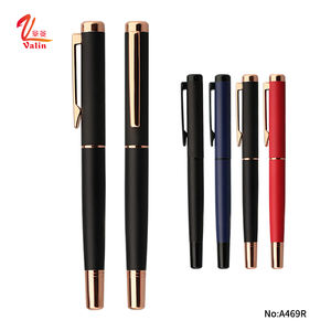 Bolígrafo negro mate de lujo de oro rosa, bolígrafos de punta redonda, bolígrafo personalizado - Product Image 3