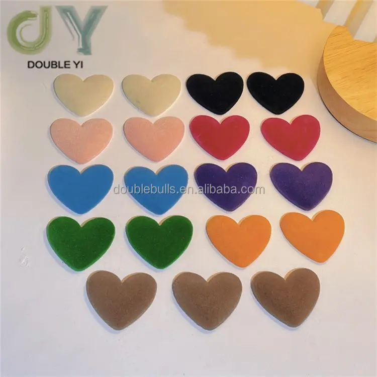 ขายส่งสี Flocking หัวใจจี้ DIY อุปกรณ์เสริมต่างหูอะคริลิกรณีโทรศัพท์ DIY ทำอุปกรณ์เสริม Flocked หัวใจ