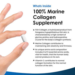 Capsules de peptides de collagène marin de qualité supérieure de type I avec supplément anti-âge à l'acide hyaluronique et à la vitamine <span class=keywords><strong>C</strong></span> - Product Image 5