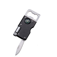 Couteau de poche multifonction 3 en 1, porte-clés, lampe torche LED, ouvre-bouteille, porte-clés en métal