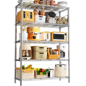 מתכת חוט מדף nsf אישור 5 שכבה מתכת מדף כרום מדפי מדף עם גלגלים אחסון מדפים - Product Image 1