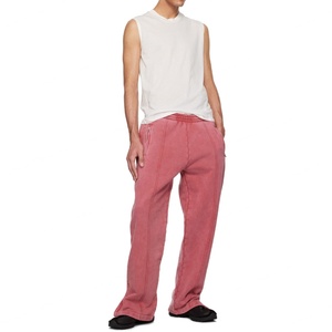 Pantalon de survêtement vintage ample à jambes larges, style streetwear décontracté, en coton French Terry, effet vieilli et délavé à l'acide pour homme - Product Image 5