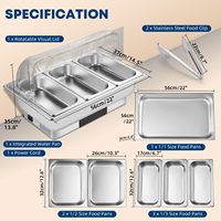 Ensemble de chauffe-plats électriques pour buffet, en acier inoxydable, avec bacs alimentaires pleine taille, demi-taille et trois compartiments, et contrôle de température