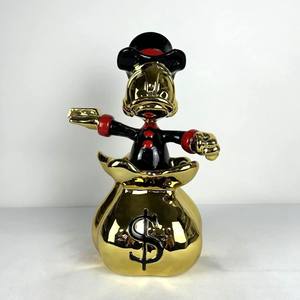 Fibre de verre grandeur nature dessin animé jeu Figure canard Statue résine monopole canard Sculpture luxe or Chrome canard Figurines Pop Arts - Product Image 1