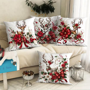 Housse de coussin de <span class=keywords><strong>voiture</strong></span> personnalisable en polyester à fermeture éclair, motif renne carré, thème Noël moderne, très esthétique et populaire - Product Image 1