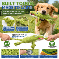 Jouets pour animaux de compagnie en peluche souple en forme d'alligator, écologiques, personnalisables, indestructibles, interactifs, résistants aux morsures, avec corde en coton à nœuds serrés, jouets pour chiens