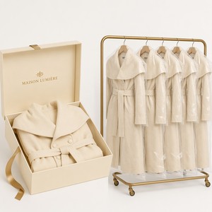 Ensemble Manteau et Pantalon en Laine Crème pour <span class=keywords><strong>Femme</strong></span>, Manteau Croisé à Col Châle Ceinturé avec Pantalon Large, Personnalisable OEM/ODM - Product Image 6
