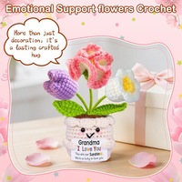 Nouveau pot de fleurs en crochet fait main, adorable pot de fleurs en forme de tulipe, cadeau d'anniversaire, cadeau pour la fête des mères, décoration de la maison