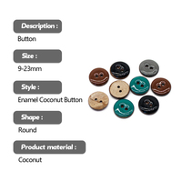 Botones Redondos de Cáscara de Coco para Coser, 2 Agujeros, Pintados con Esmalte, Botones Naturales de Coco