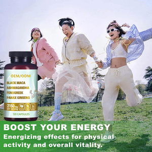 OEM ODM Compléments naturels 4-en-1 à base de plantes Racine de <span class=keywords><strong>maca</strong></span> noire Ashwagandha Fenugrec Panax Ginseng Capsules Énergie Soutien immunitaire - Product Image 4