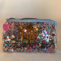 Sac cosmétique à paillettes en PVC Sac de maquillage à paillettes Transparent Écologique Logo personnalisé OEM Fashion Pack Zipper Bags Glitter