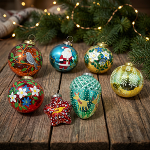Boules de Noël en PVC faites à la main, décorations suspendues en plastique pour arbre, couleurs personnalisées, motifs floraux et étoiles, décorations de fêtes - Product Image 1
