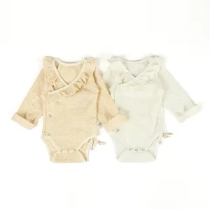 2022 long sleeve lotus leaf decoration cuteone piece jumpsuit jumper romper baby clothes