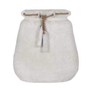 Vaso per Fiori in Ceramica Largo con Dettagli in Juta per Arredamento Soggiorno e Casa - Product Image 1