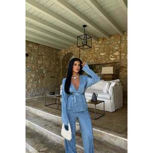 Ensemble de robes décontractées en crêpe indigo - Product Image 5