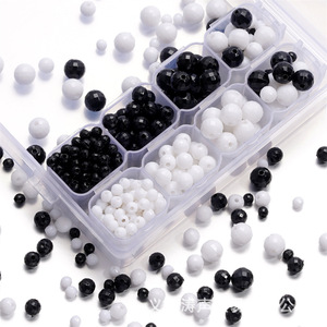 Acrylic Round Faceted <b>Beads</b> Black White 4-8mm For Jewelry Making - Product Image 3