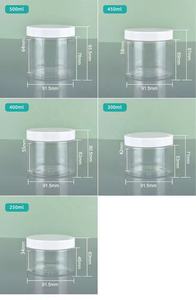 Wholesale Cosmetic <b>Food</b> Packaging 250ml 300ml 400ml 450ml 500ml clear <b>Pet</b> Plastic Cosmetic Cream Jar with White Black Lid - Product Image 2