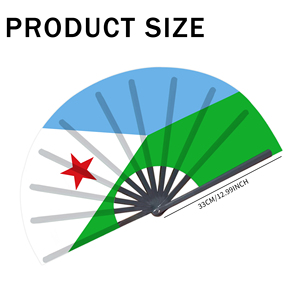 Abanicos Plegables de Bambú con la Bandera de Djibouti al por Mayor, Abanico de Mano para Carnaval, Boda, Festival, Fiesta, Agencia de Viajes - Product Image 2