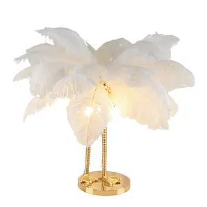 China Supplier Best Price Bulb Light Source Bedside Nordic Modern Ostrich Feather Table Lamp