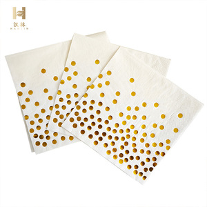 Servilletas con estampado dorado de lunares, 33*33, de tres capas, para hoteles y restaurantes de alta gama, fiestas de cumpleaños, papel desechable para exportación. - Product Image 1
