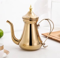 Cafetière arabe Dallah, corps en métal plaqué or, Dallah arabe à long bec, bouilloire