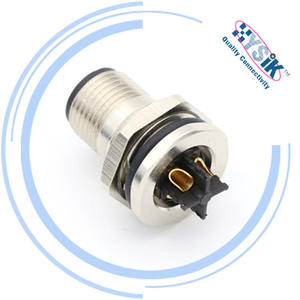 Konektor 8-Pin M12 kelas industri, untuk jaringan Ethernet bercabang di pabrik otomatisasi dan robot - Product Image 3