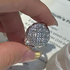 Anillo de Plata Pura S925 con Diseño de Rejilla Micro, Estilo Retro de Lujo Ligero, Diseño Simple de Cruz Hueca, Chapado en Oro Rosa, Joyería al por Mayor - Product Image 1