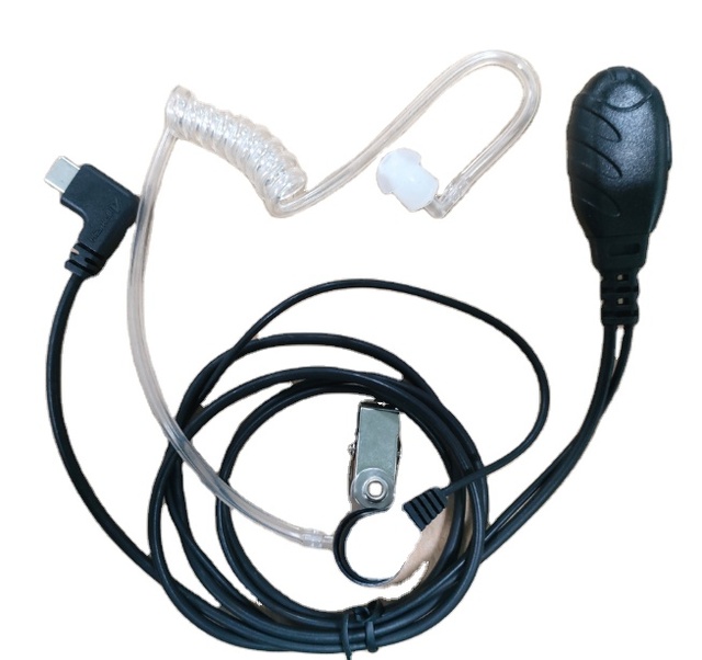 E63V6-TPC Factory Wholesale Two Way Radio Acoustic Tube Earset with Mic for Type-c Walkie Talkie