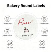 Autocollants ronds pour gâteaux Rose Bakery, adhésif permanent, impression numérique écologique, PET, artisanat, bougie