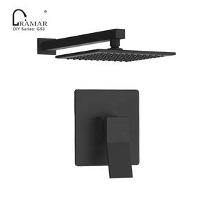 Ducha de baño de lluvia de 8 12 pulgadas, montaje oculto en pared, termostático, latón negro mate - Product Image 2