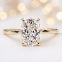 Bague de fiançailles en diamant de laboratoire taille coussin allongée 0.5CT 1CT 2CT 3CT IGI VVS CVD Or 14K 18K 4 griffes pavé personnalisée vente en gros