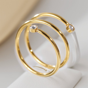 18K mạ vàng thép không gỉ không xỉn Bán Buôn Đồ trang sức đơn giản Hollow bọc xung quanh cuộn dây nhẫn cho phụ nữ - Product Image 6